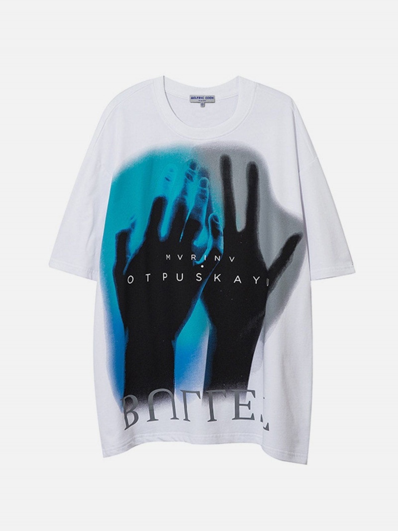 T Shirts Aelfric Eden Hand Shadow Print Tee Noir | UWR-22762974